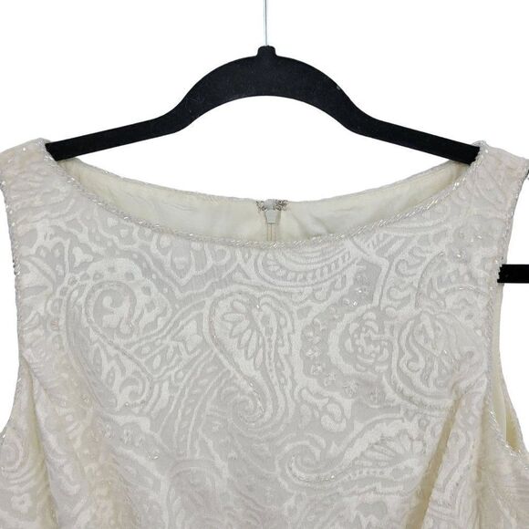 Vintage 80's Marie St. Claire Dress Bride Formal Maxi Embossed Beaded White 6 - Picture 7 of 15